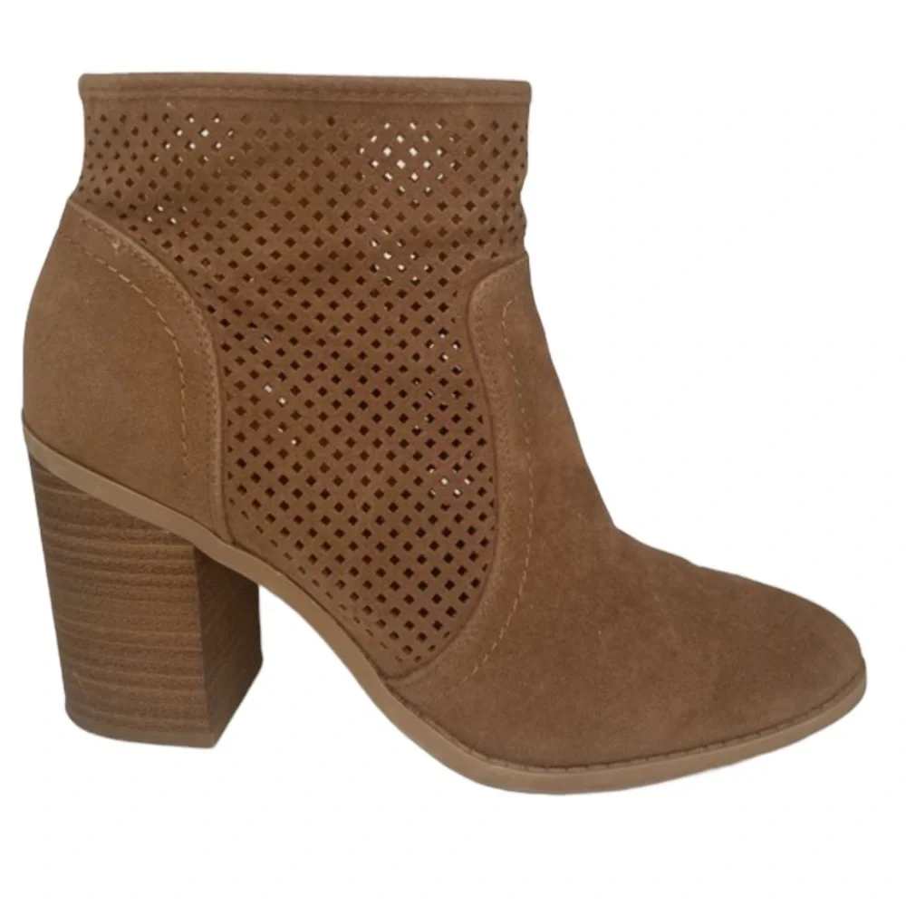 Universal Thread Crissy Bootie Brown Laser Cut Stacked Heel